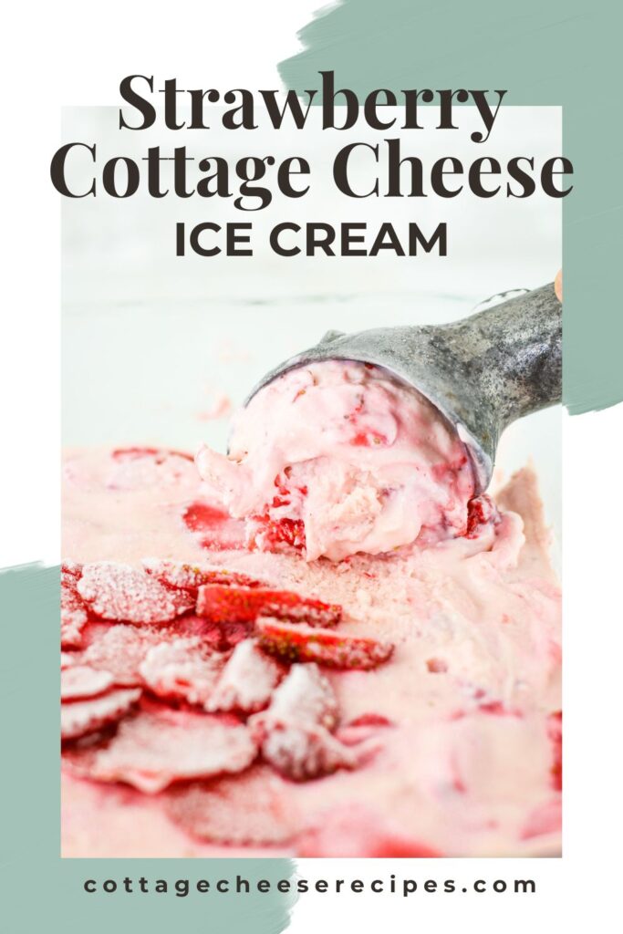 Strawberry cottage cheese ice cream with blended strawberries throughout.
