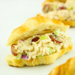 Cottage cheese chicken salad on a croissant.