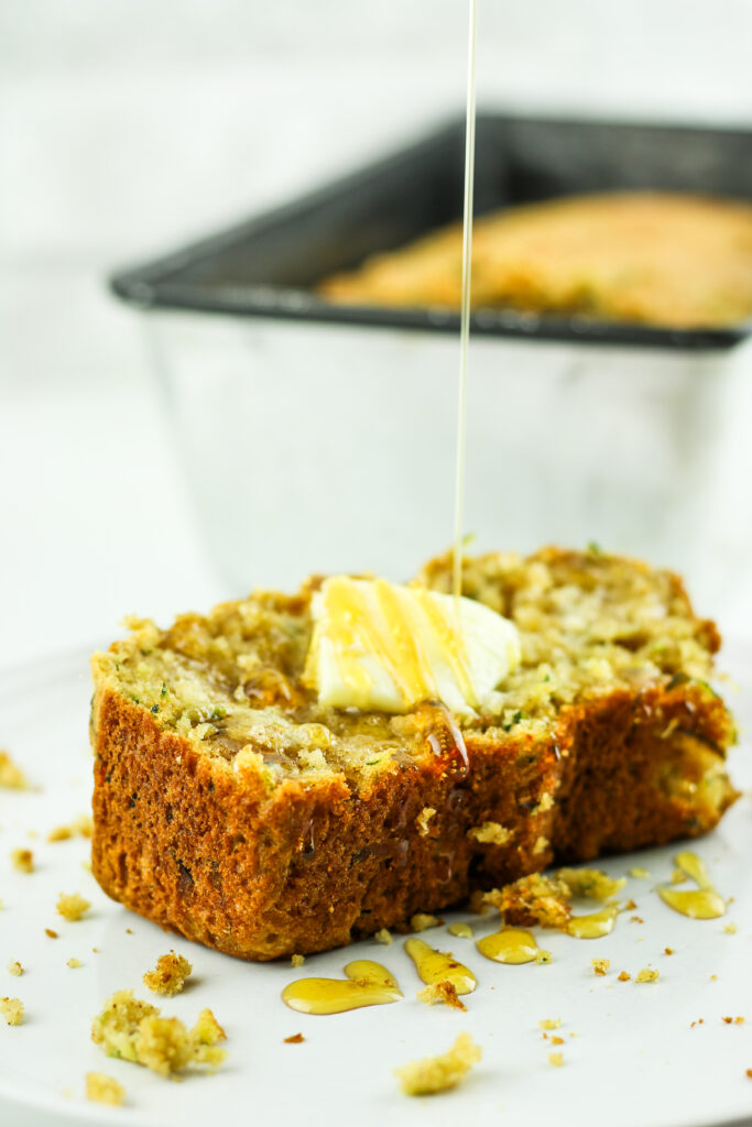 Cottage cheese zucchini bread made with healthy ingredients.
