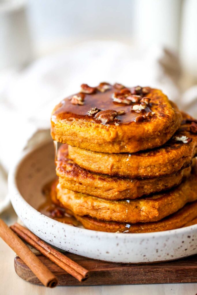 Stack of cottage cheese pancakes.