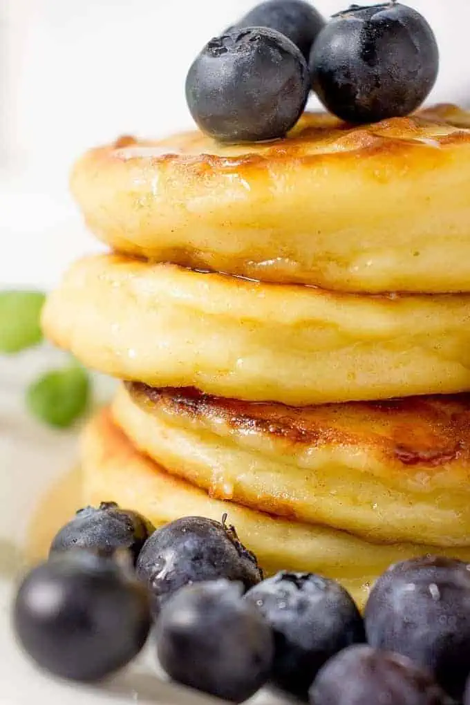 Stack of cottage cheese pancakes.