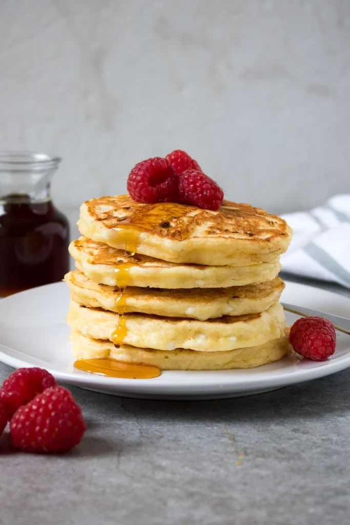 Stack of cottage cheese pancakes.