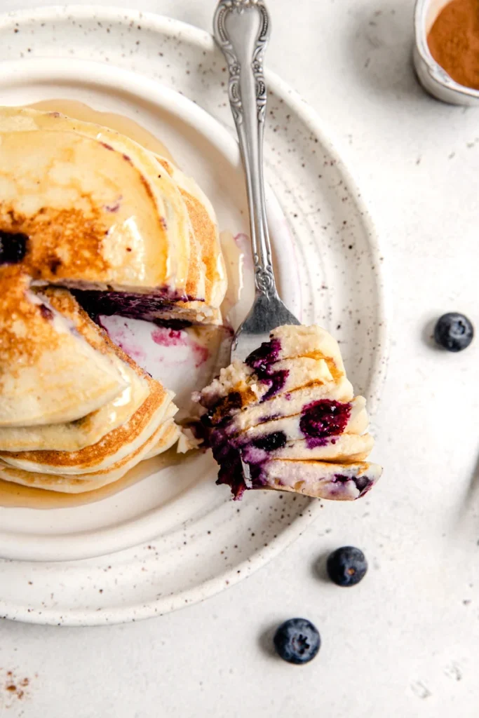 Stack of cottage cheese pancakes.