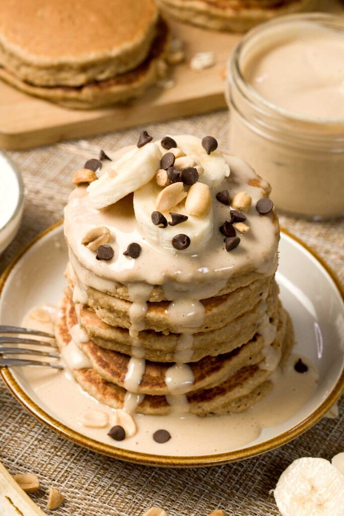 Stack of cottage cheese pancakes.