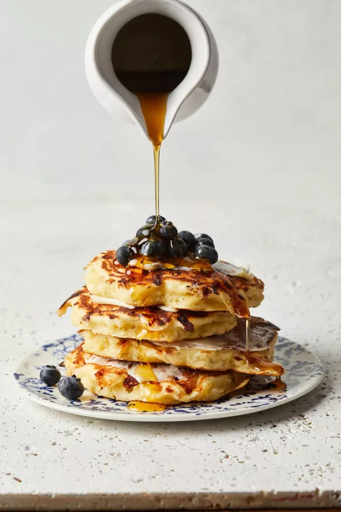 Stack of cottage cheese pancakes.