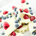 Cottage cheese protein bark, loaded with berries.
