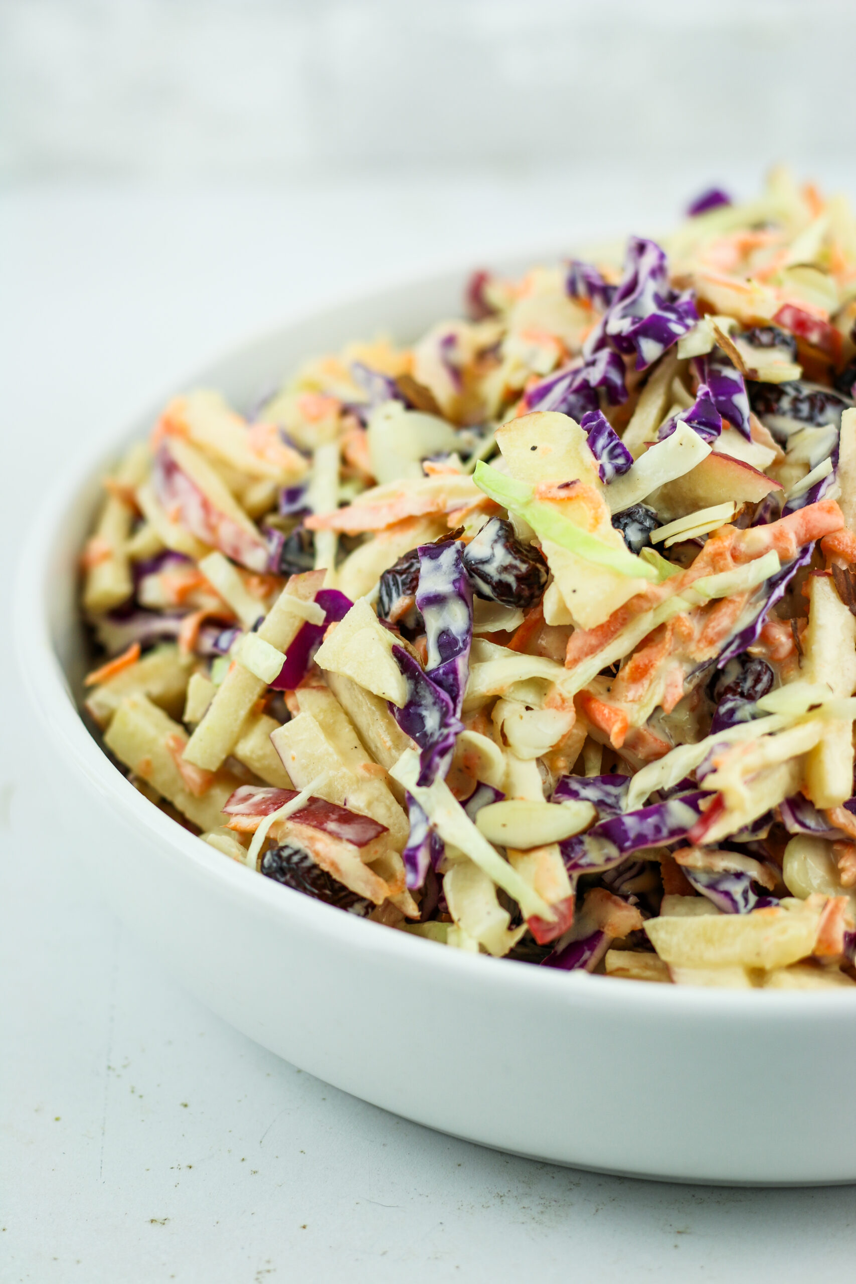 Bowl of cottage cheese apple coleslaw