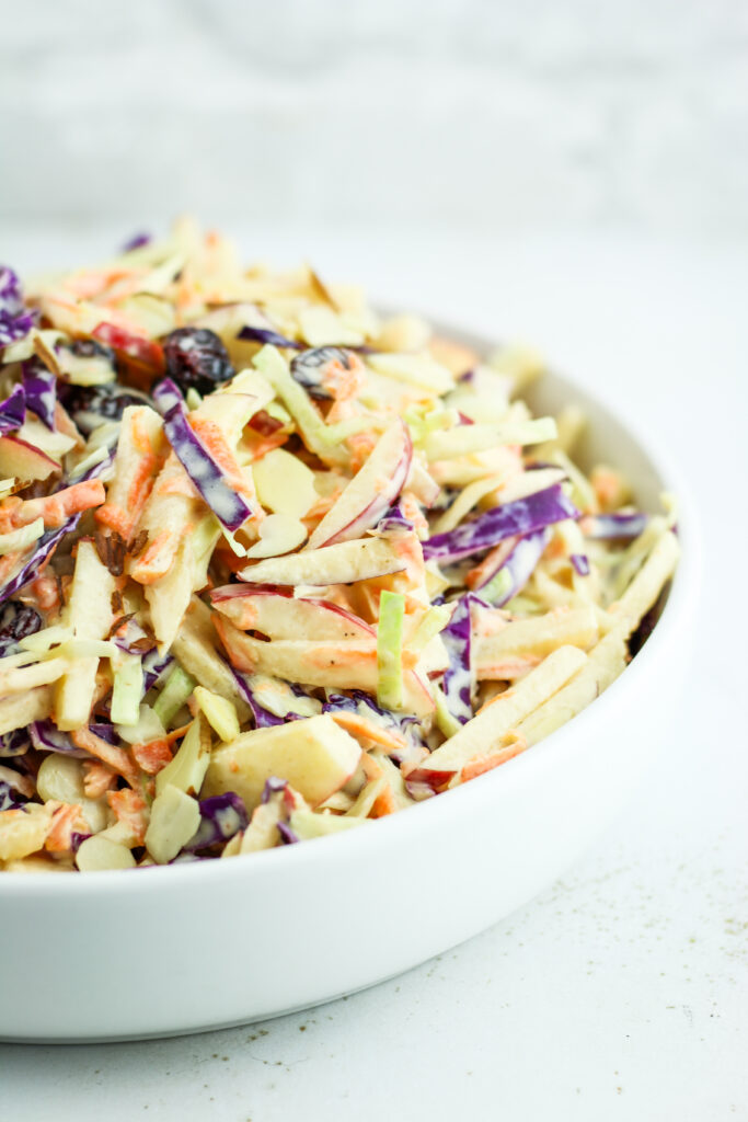 Bowl of cottage cheese apple coleslaw