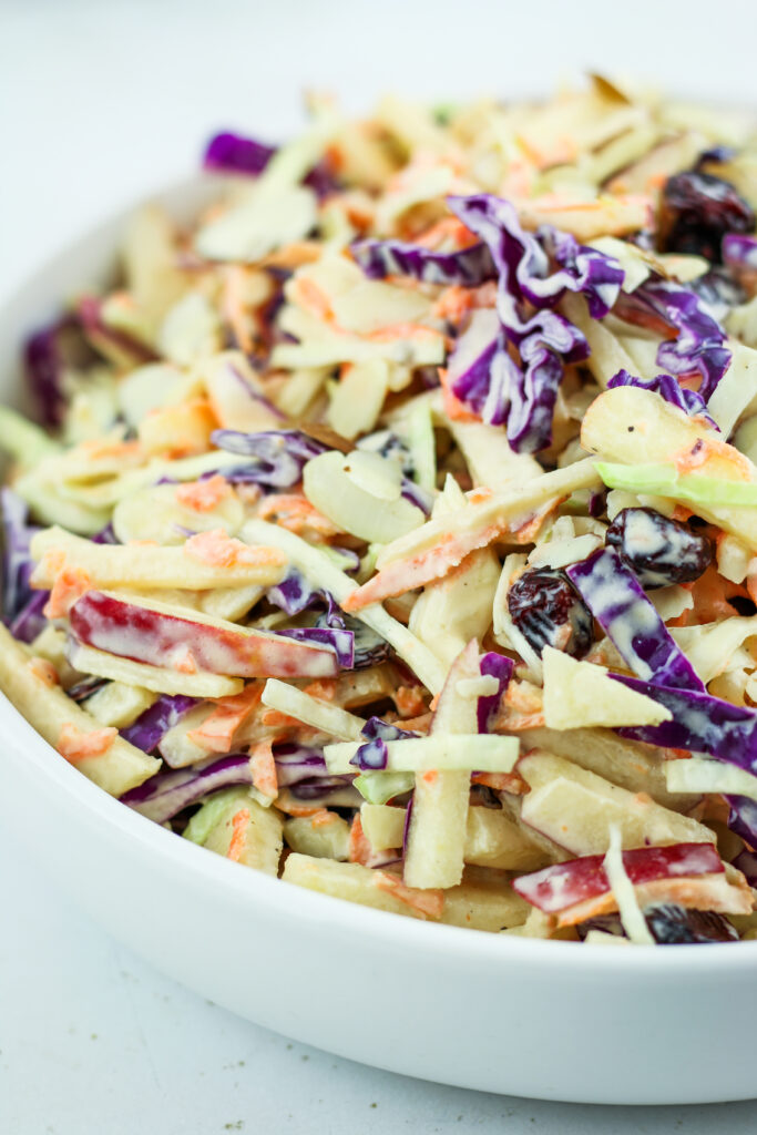 Bowl of cottage cheese apple coleslaw