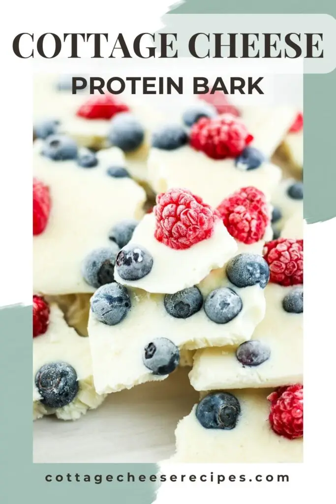 Cottage cheese protein bark, loaded with berries.