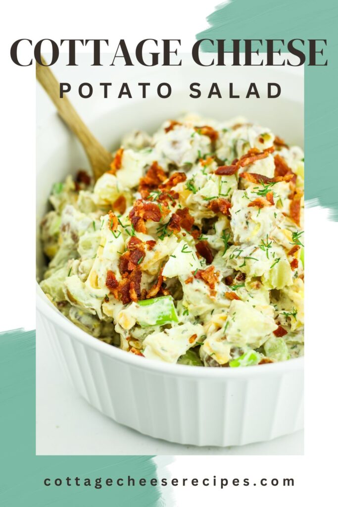 A bowl of loaded cottage cheese potato salad