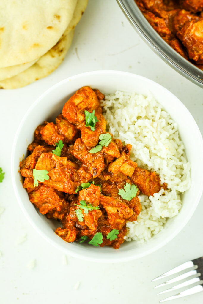 A bowl of cottage cheese butter chicken – an easy, 20-minute weeknight meal.